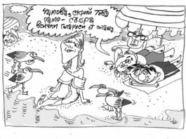 Защо се събраха всички гларуси на плажа – вижте карикатурата на Ивайло Нинов