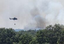Хеликоптер „Кугър“ се включва в гасенето на голям горски пожар в община Ивайловград